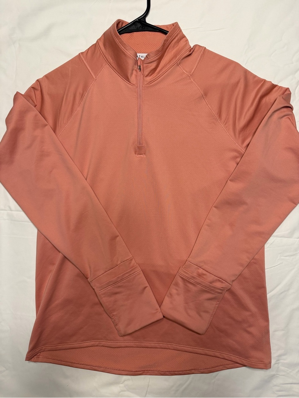 Athleta womens Lightweight Half-Zip Pullover in light Coral medium 1105